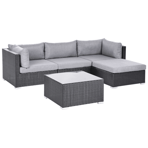 Conjunto de sofás de jardim de canto 4 lugares SANO à esquerda Preto