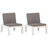 vidaXL Cadeiras de jardim com almofadões 2 pcs plástico branco