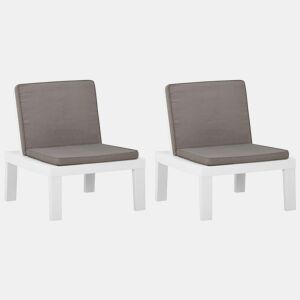 vidaXL Cadeiras de jardim com almofadões 2 pcs plástico branco
