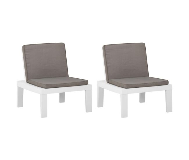 Vidaxl sillones de jardín con cojines 2 unidades plástico blanco