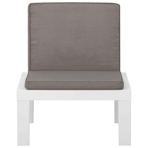 vidaXL Cadeiras de jardim com almofadões 2 pcs plástico branco vidaXL Cadeiras de jardim com almofadões 2 pcs plástico branco