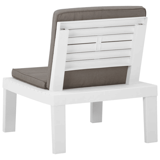 vidaXL Cadeiras de jardim com almofadões 2 pcs plástico branco vidaXL Cadeiras de jardim com almofadões 2 pcs plástico branco