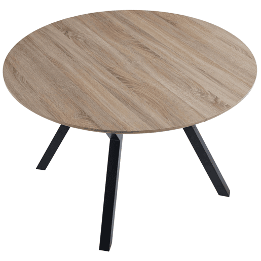 Mesa de Jantar Extensível Alfa 120160 cm CarvalhoMelamina Preta e Pernas de Metal - Mesa Redonda para Sala de Estar