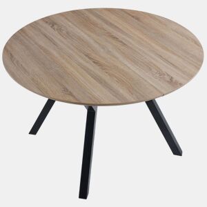 Mesa de Jantar Extensível Alfa 120160 cm CarvalhoMelamina Preta e Pernas de Metal - Mesa Redonda para Sala de Estar