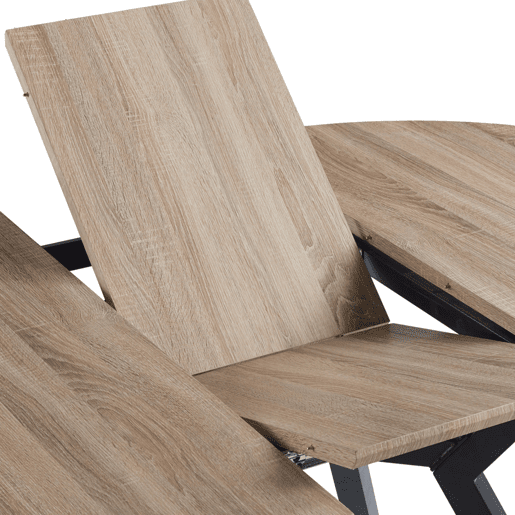 Mesa de Jantar Extensível Alfa 120160 cm CarvalhoMelamina Preta e Pernas de Metal - Mesa Redonda para Sala de Estar