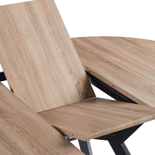 Mesa de Jantar Extensível Alfa 120160 cm CarvalhoMelamina Preta e Pernas de Metal - Mesa Redonda para Sala de Estar