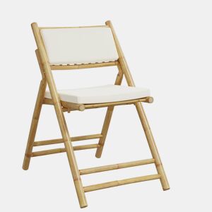vidaXL 4 pcs cadeiras bistrô dobráveis c almofadões branco nata bambu
