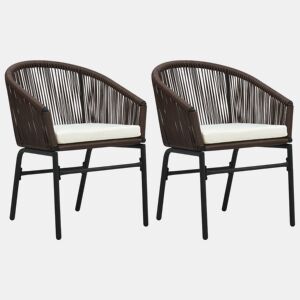 vidaXL Cadeiras de jardim 2 pcs vime PE castanho