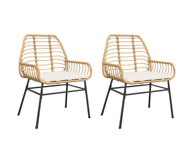 Vidaxl sillones de jardín con cojines 2 uds ratán sintético marrón