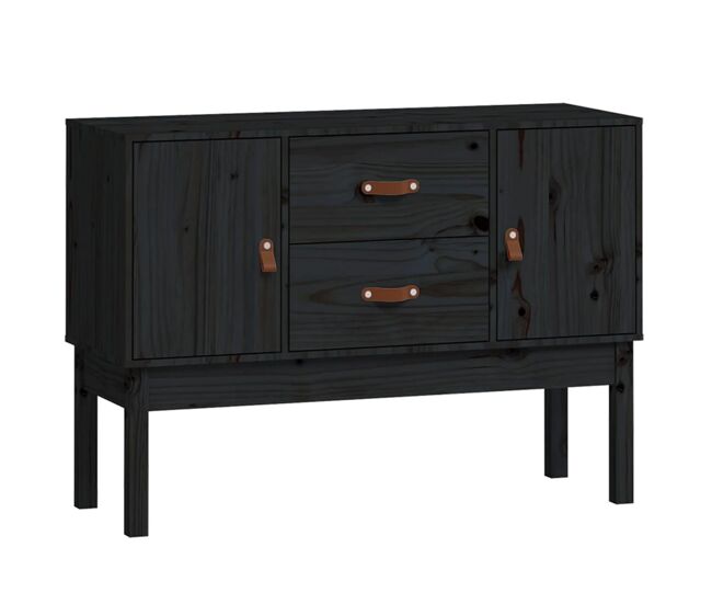 Vidaxl aparador madera maciza de pino negro 110x40x78 cm