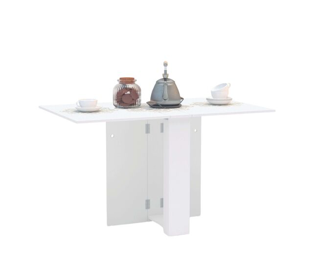 Mesa de Comedor Cocina Swing Abatible Color Blanco 132x80 cm