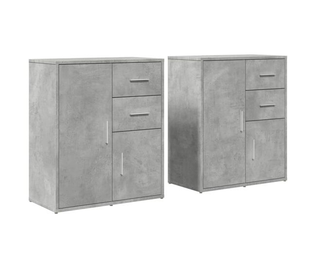 Vidaxl aparador de madera ingeniería 2 uds gris hormigón 60x31x70 cm