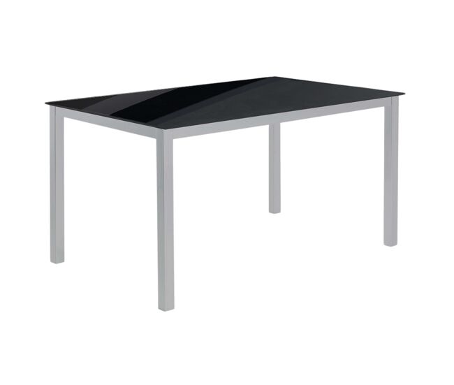 Mesa Comedor Salón Superficie Fija Cadell Cristal Negro Estructura Metal 140x190 cm