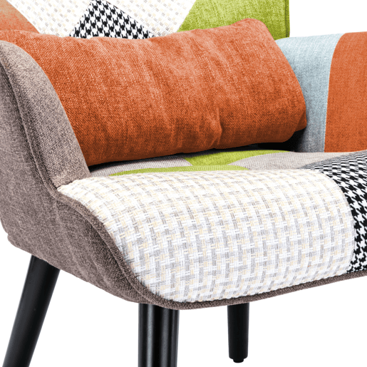 Poltrona relaxante com banquinho Poltrona patchwork poltrona de madeira sala de estar, poltrona de tv moderna poltrona de linho laranja