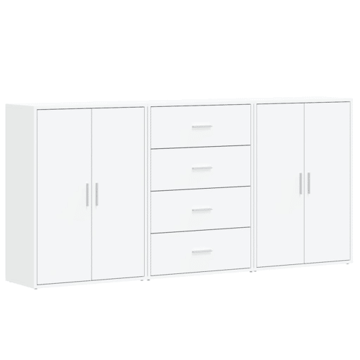 vidaXL Aparadores 3 pcs 60x31x84 cm derivados de madeira branco