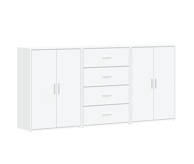 Vidaxl aparadores 3 unidades madera de ingeniería blanco 60x31x84 cm