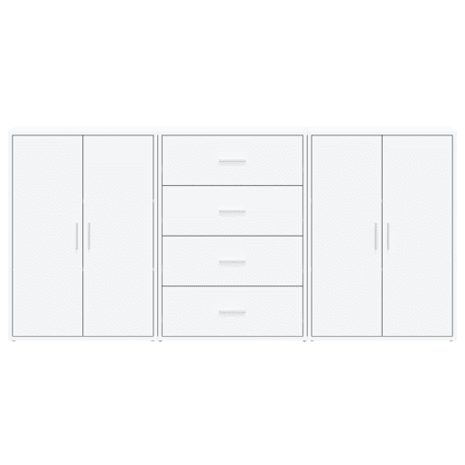 vidaXL Aparadores 3 pcs 60x31x84 cm derivados de madeira branco
