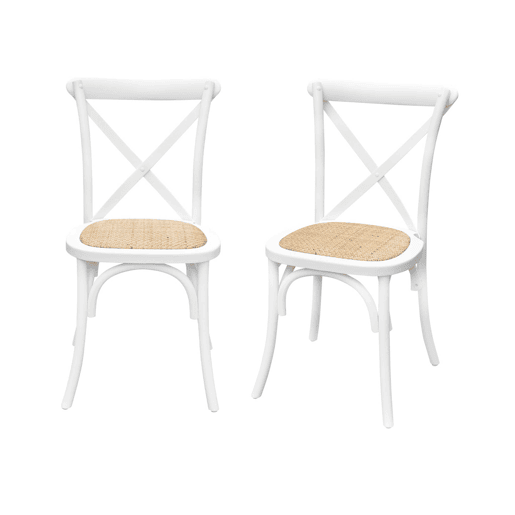 Cadeira de bistrô vintage madeira, set de 2, Belleville, Branco, 48.5x53.5x88.5 cm