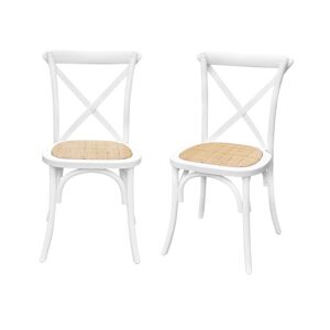 Cadeira de bistrô vintage madeira, set de 2, Belleville, Branco, 48.5x53.5x88.5 cm