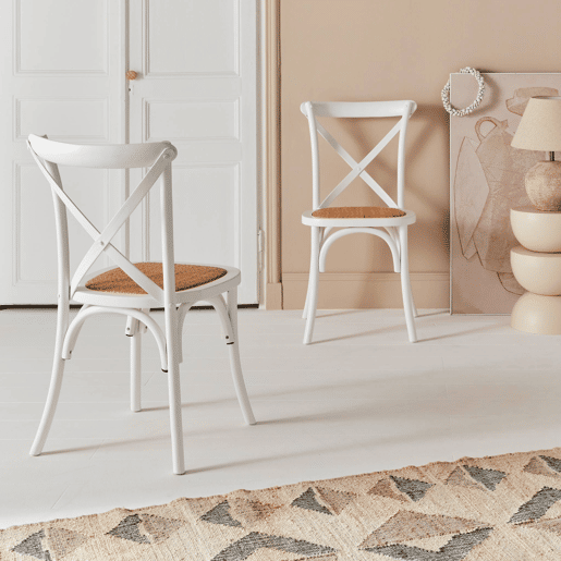 Cadeira de bistrô vintage madeira, set de 2, Belleville, Branco, 48.5x53.5x88.5 cm