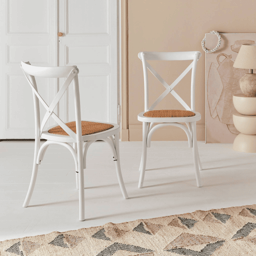 Cadeira de bistrô vintage madeira, set de 2, Belleville, Branco, 48.5x53.5x88.5 cm