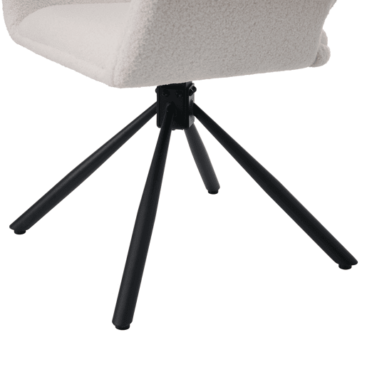 Conjunto de 4 cadeiras giratórias com braços - em tecido de sherpa - estilo moderno - Branco