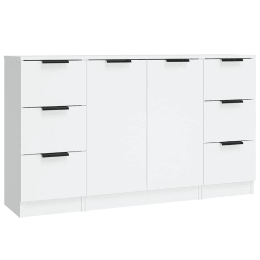 vidaXL Aparadores 3 pcs madeira processada branco vidaXL Aparadores 3 pcs madeira processada branco