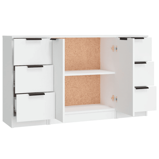 vidaXL Aparadores 3 pcs madeira processada branco vidaXL Aparadores 3 pcs madeira processada branco