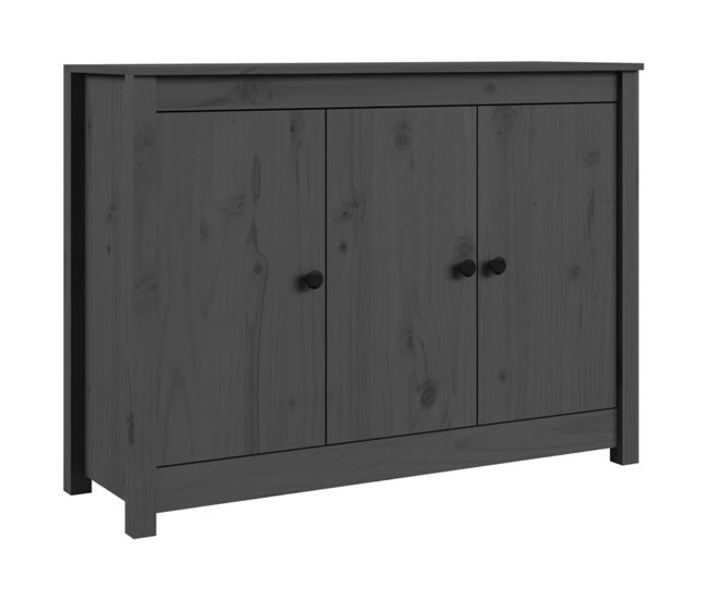 Vidaxl aparador de madera maciza de pino gris 100x35x74 cm