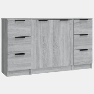 vidaXL Aparadores 3 pcs madeira processada cinzento sonoma
