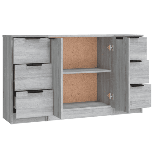 vidaXL Aparadores 3 pcs madeira processada cinzento sonoma