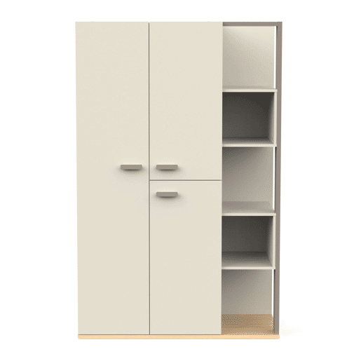 Guarda-roupa Camillia Juvenil 3 Portas 7 Prateleiras 2 Varões Carvalho Vicenza, Cinza e Barro 120 cm