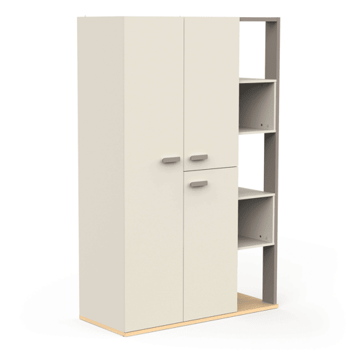 Guarda-roupa Camillia Juvenil 3 Portas 7 Prateleiras 2 Varões Carvalho Vicenza, Cinza e Barro 120 cm