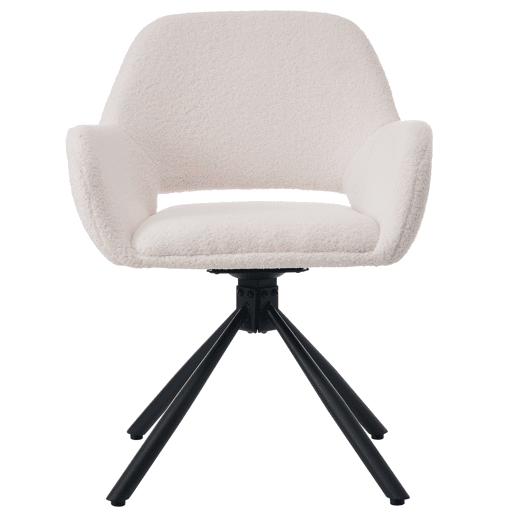 Conjunto de 4 cadeiras giratórias com braços - em tecido de sherpa - estilo moderno - Branco