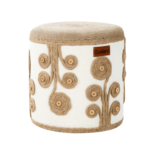 Pufe DIMAN Juta Branco 40 cm 40 cm 40 cm Pufe DIMAN Juta Branco 40 cm 40 cm 40 cm
