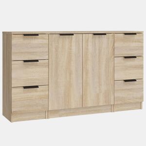 vidaXL Aparadores 3 pcs madeira processada cor carvalho sonoma