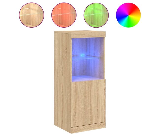 Vidaxl aparador con luces led roble sonoma 41x37x100 cm
