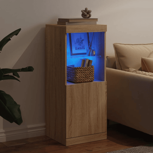vidaXL Aparador com luzes LED 41x37x100 cm carvalho sonoma