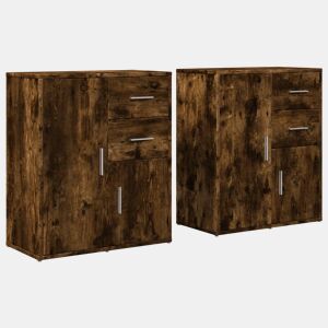 vidaXL Aparadores 2 pcs 60x31x70 cm derivados madeira carvalho fumado