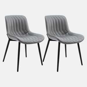 2 cadeiras de jantar modernas em estilo medieval, acolchoadas com tecido pele de gato sem braços - design elegante para restaurantes ou cozinhas