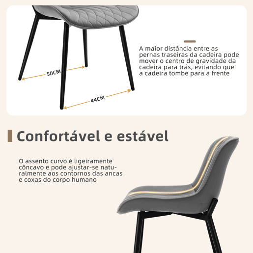 2 cadeiras de jantar modernas em estilo medieval, acolchoadas com tecido pele de gato sem braços - design elegante para restaurantes ou cozinhas
