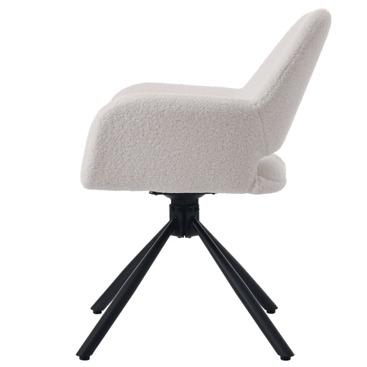 Conjunto de 2 cadeiras giratórias com braços - em tecido de sherpa - estilo moderno - Branco