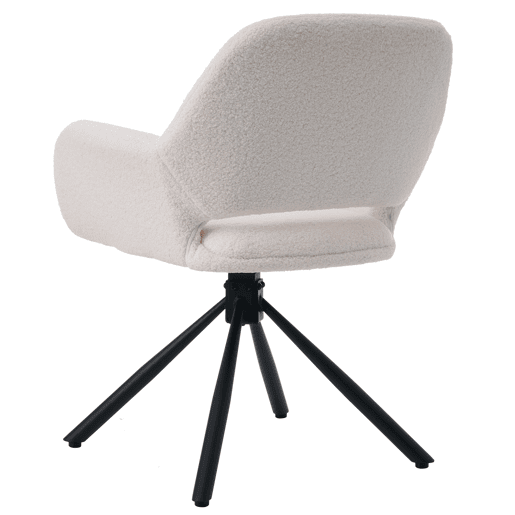 Conjunto de 2 cadeiras giratórias com braços - em tecido de sherpa - estilo moderno - Branco