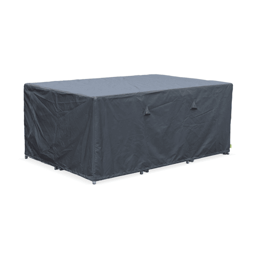 Mesa de jardim em resina com 10 cadeiras + capa de proteção, Vabo 10 + cobertura, Beige, 110x168x73 cm