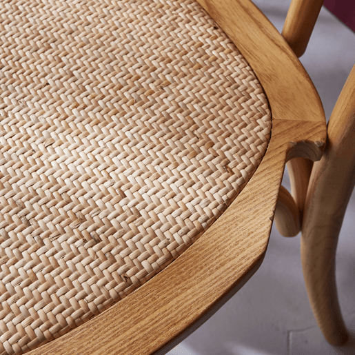 Vintage cadeira de madeira e rattan, set de 2, Bastille, Natural, 49.5x48x90 cm
