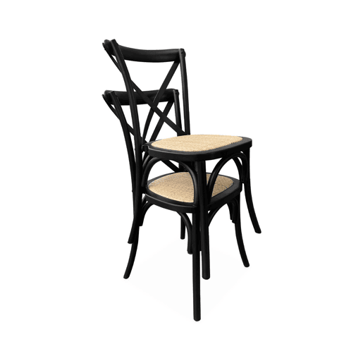 Cadeira de bistrô vintage madeira, set de 2, Belleville, Preto, 48.5x53.5x88.5 cm