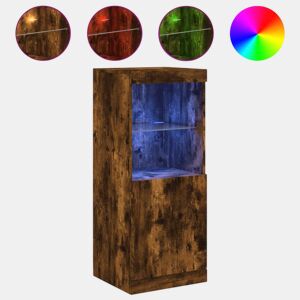 vidaXL Aparador com luzes LED 41x37x100 cm carvalho fumado