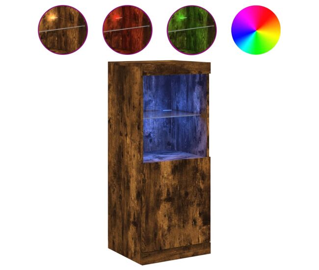 Vidaxl aparador con luces led roble ahumado 41x37x100 cm