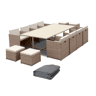 Mesa de jardim 8-12 lugares + capa de proteção, Vabo 12 + cobertura, Beige, 110x222x73 cm