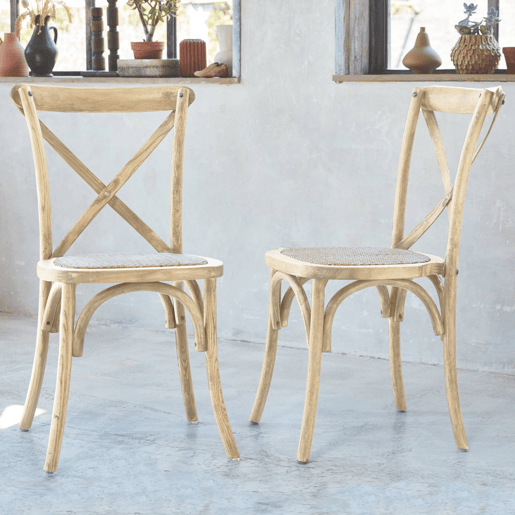 Cadeira de bistrô vintage madeira, set de 2, Belleville, Natural, 48.5x53.5x88.5 cm